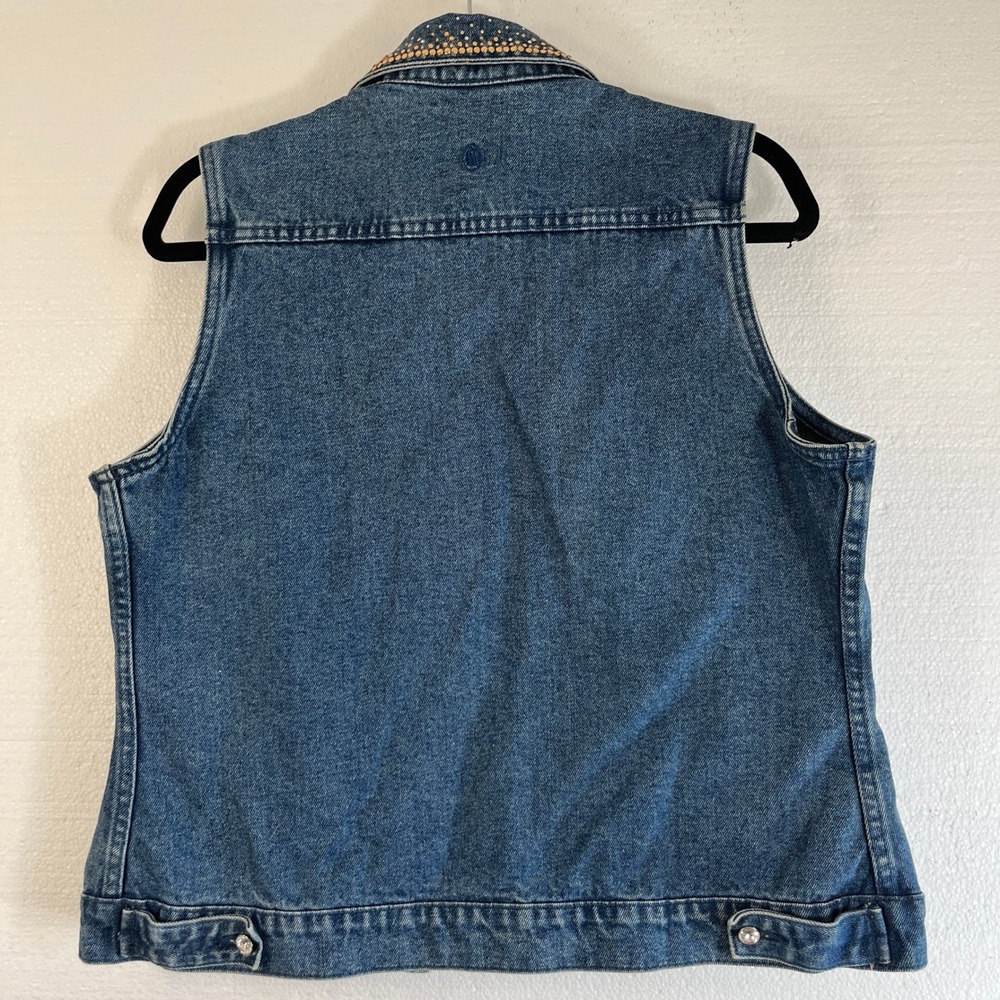 Christine Alexander Denim Vest Blue Jean Size M Rhinestone Bling Cowgirl Western - Picture 2 of 10